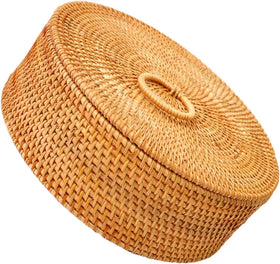 Handwoven Autumn Rattan Lidded Basket