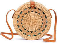 Handwoven Round Bali Rattan Crossbody