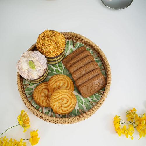 Mother of Pearl Rattan Tray Set