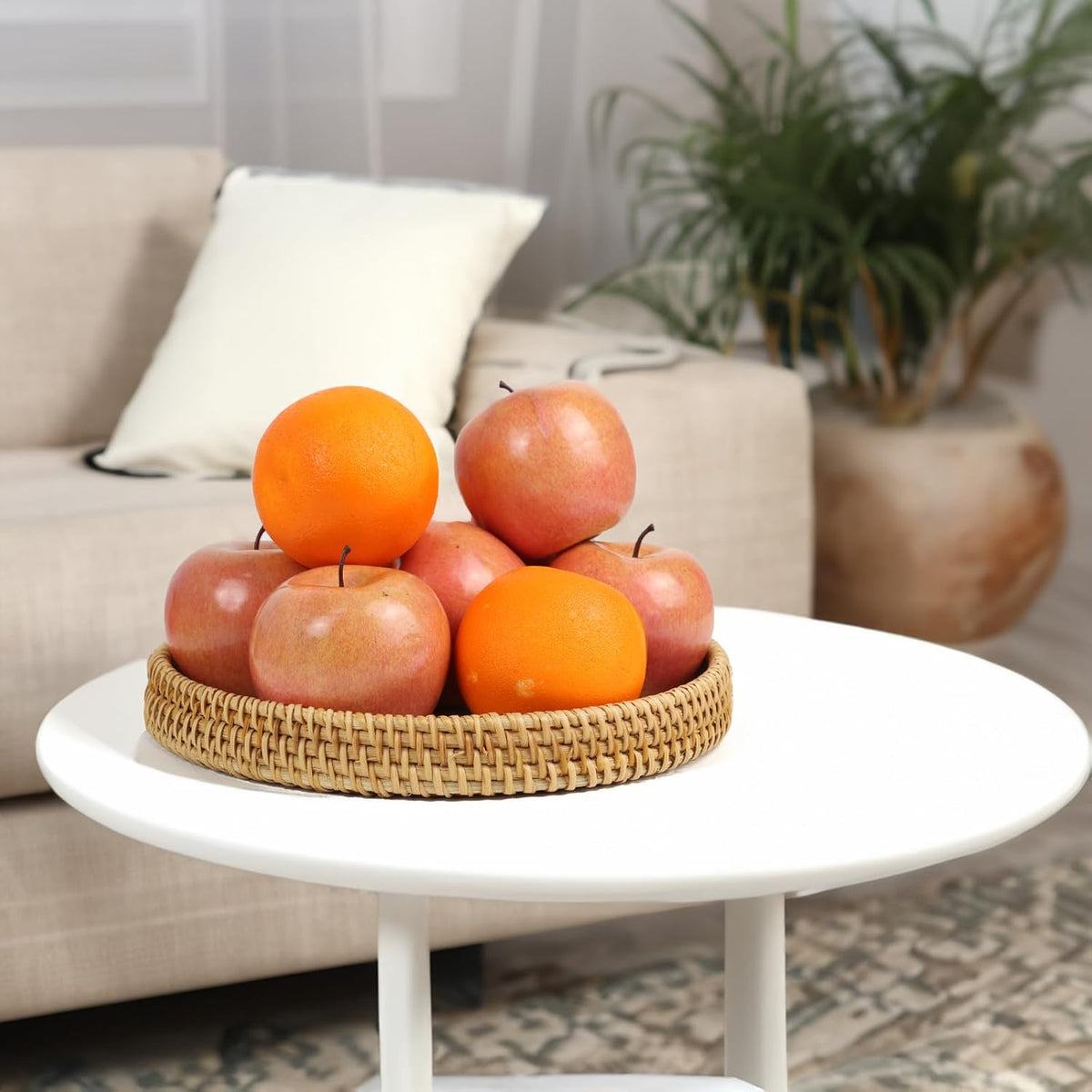 Mother of Pearl Rattan Tray Set