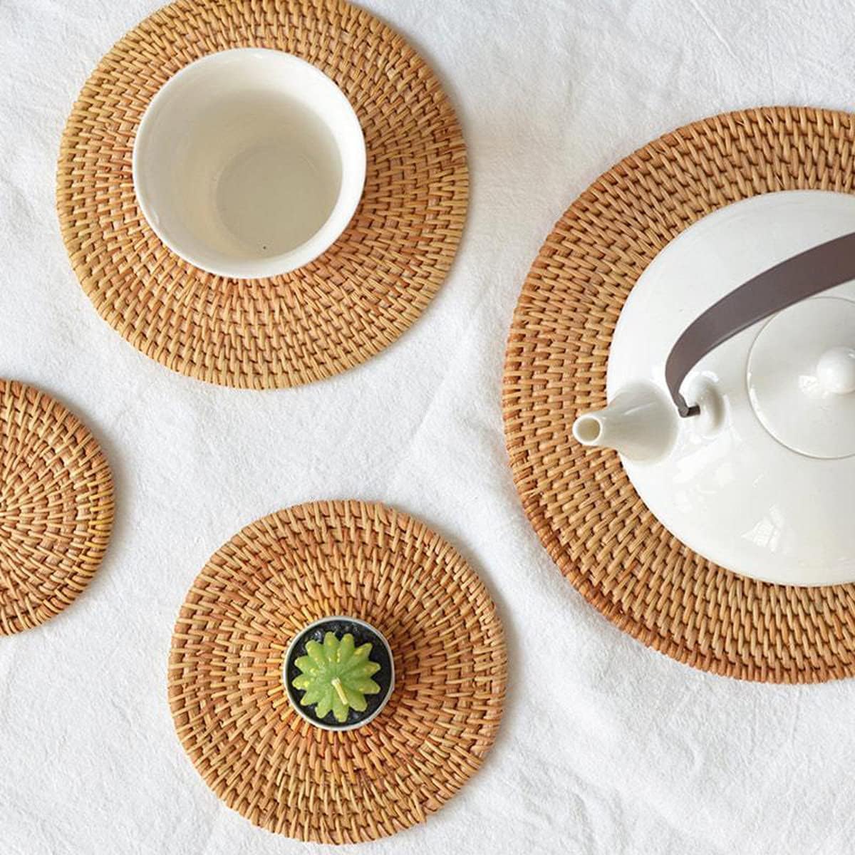 Artisanal Hand-Woven Natural Rattan Placemat