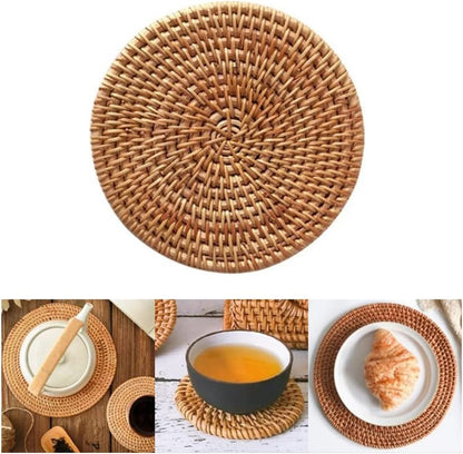 Artisanal Hand-Woven Natural Rattan Placemat