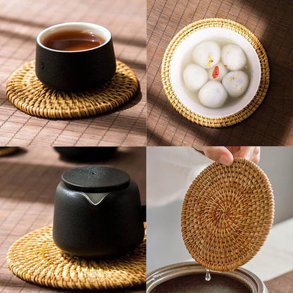 Artisanal Hand-Woven Natural Rattan Placemat