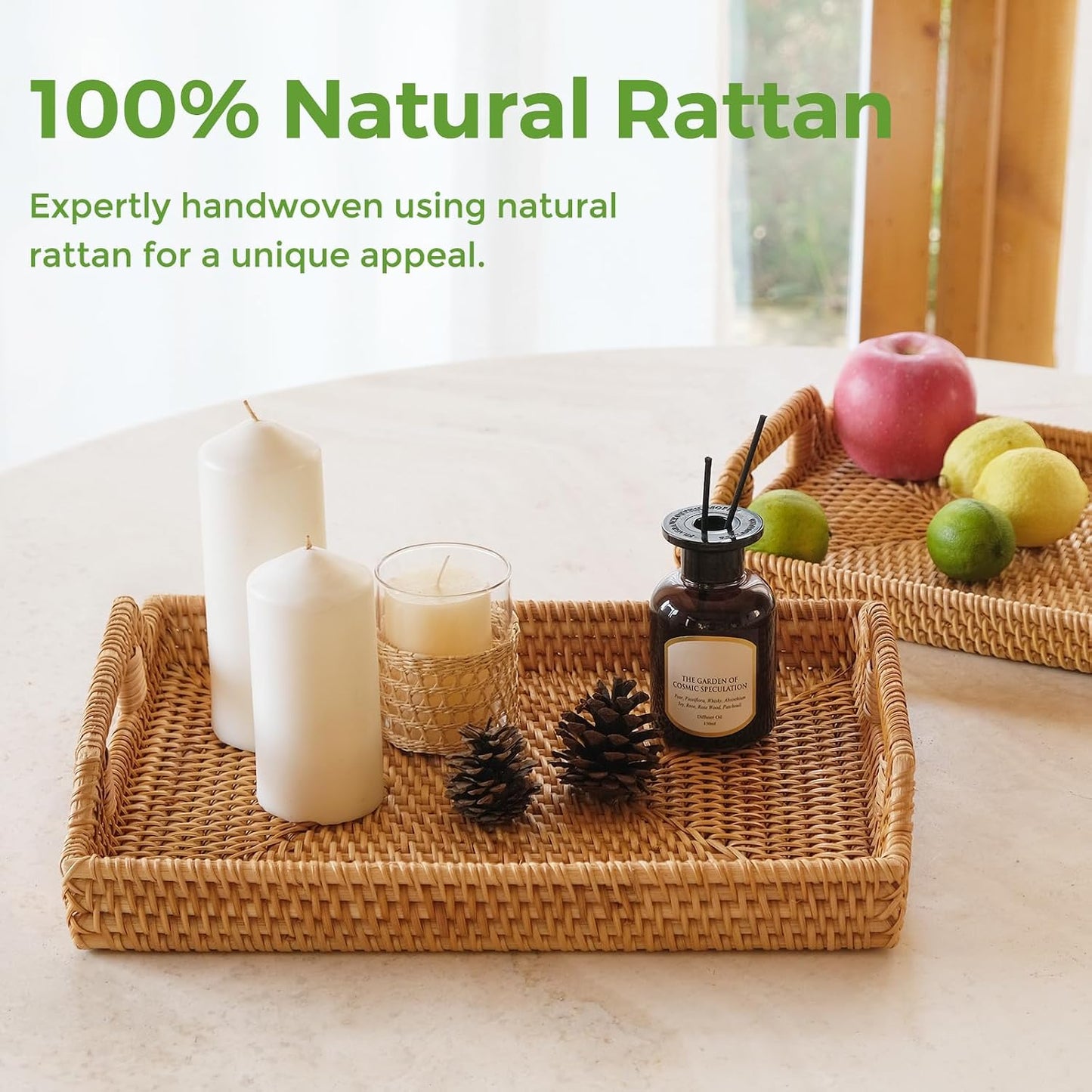 Handcrafted Natural Rattan Serving Tray
