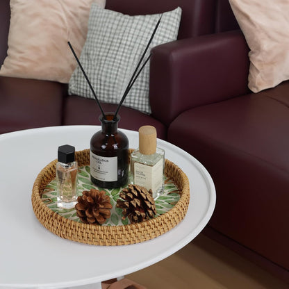 Mother of Pearl Rattan Tray Set