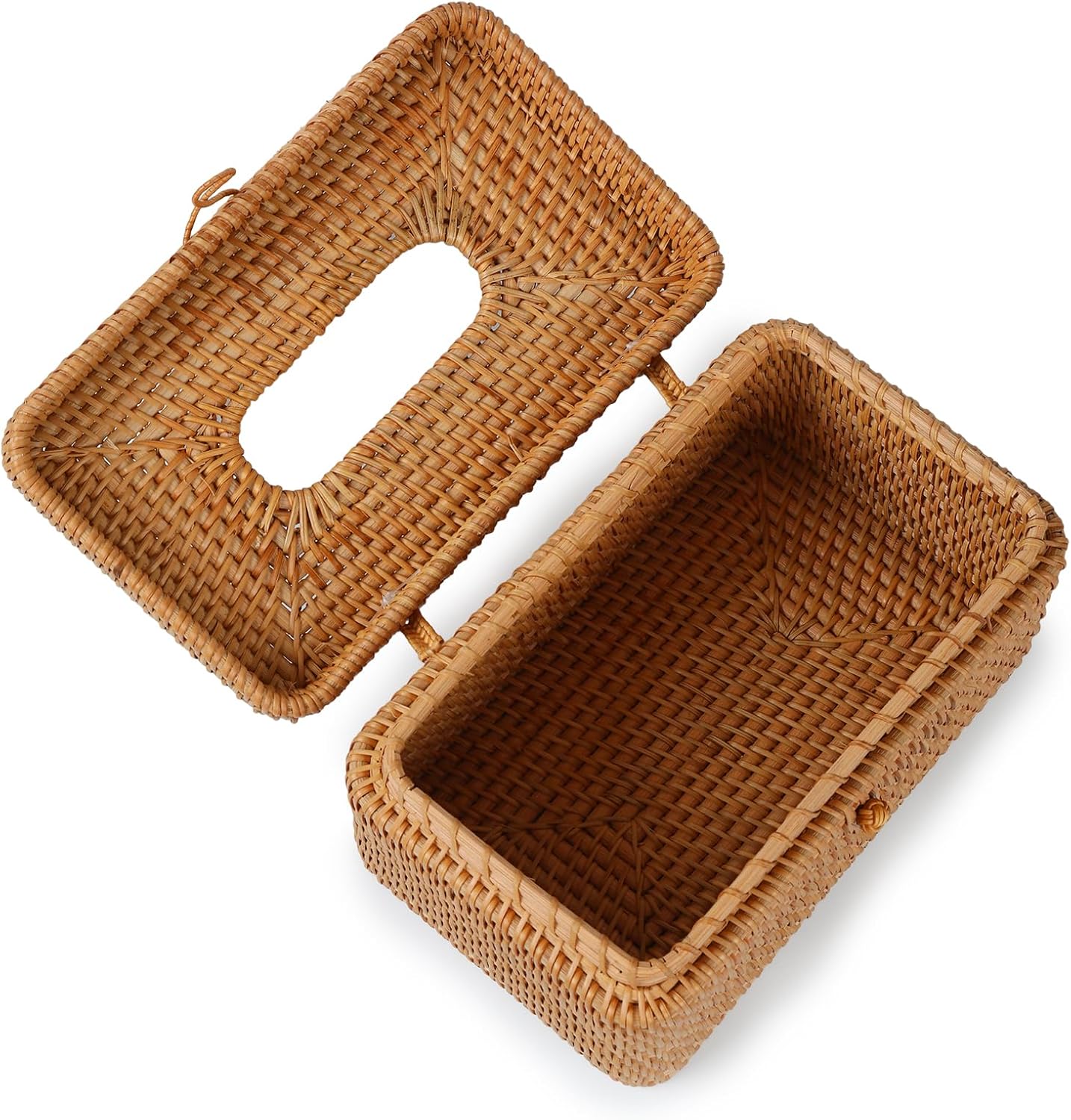 Hand-Woven Rattan Rectangular Tissue Cover