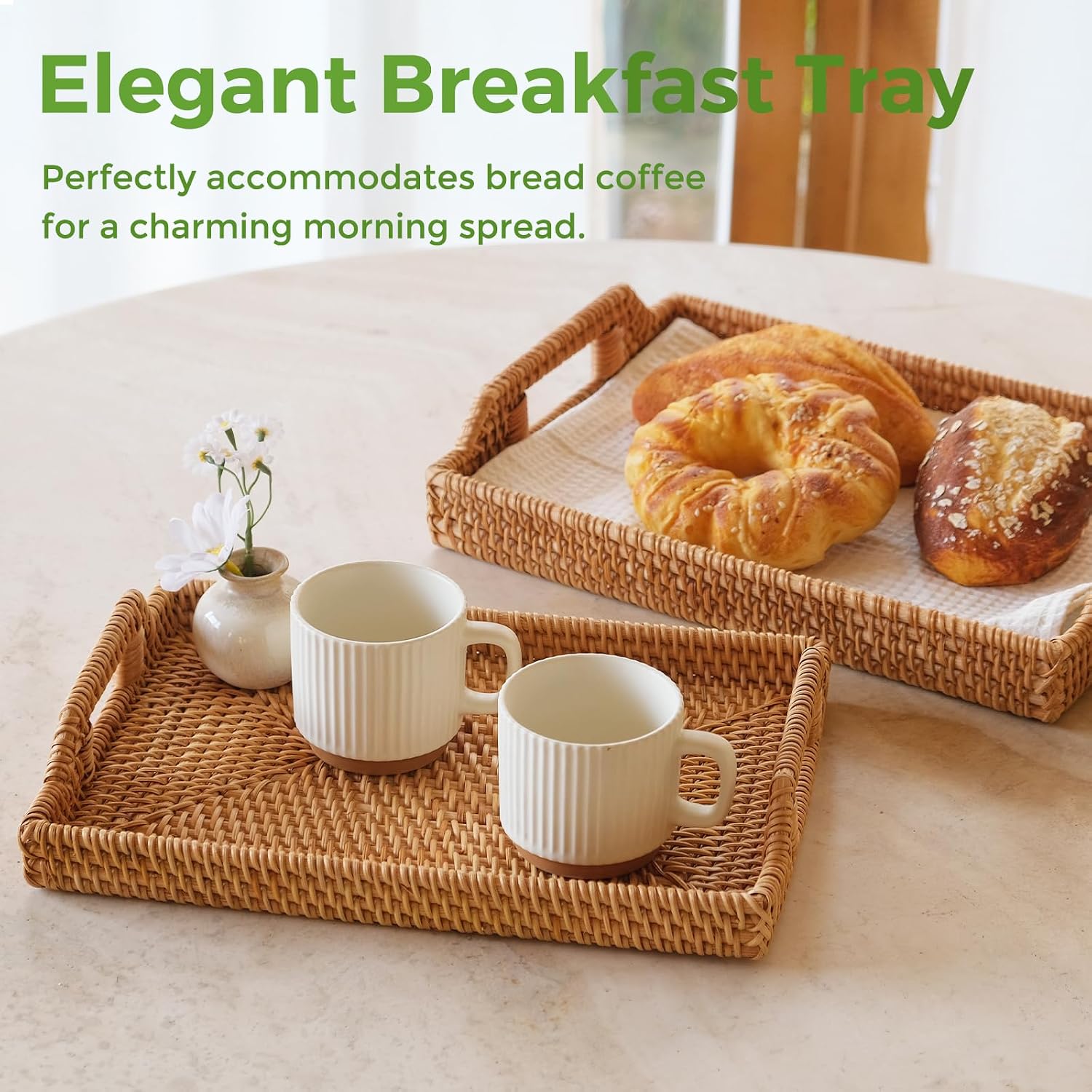 Handcrafted Natural Rattan Serving Tray