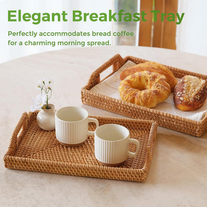 Handcrafted Natural Rattan Serving Tray