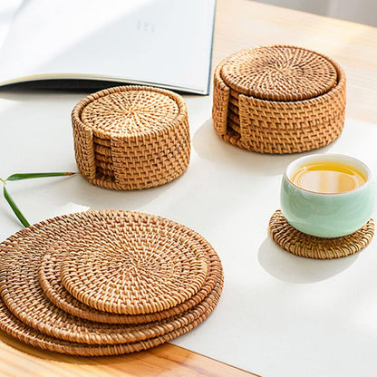 Artisanal Hand-Woven Natural Rattan Placemat