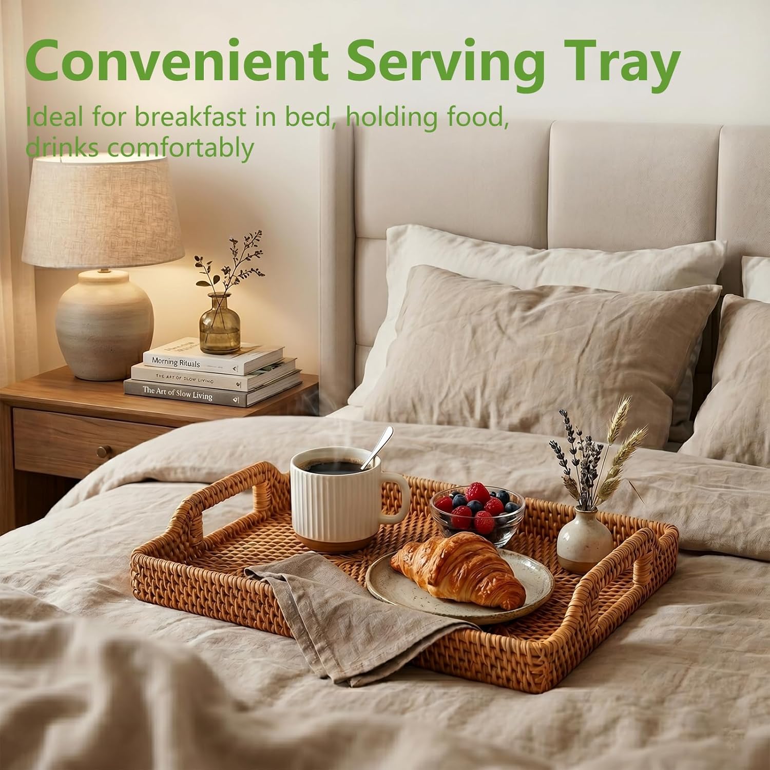 Handcrafted Natural Rattan Serving Tray