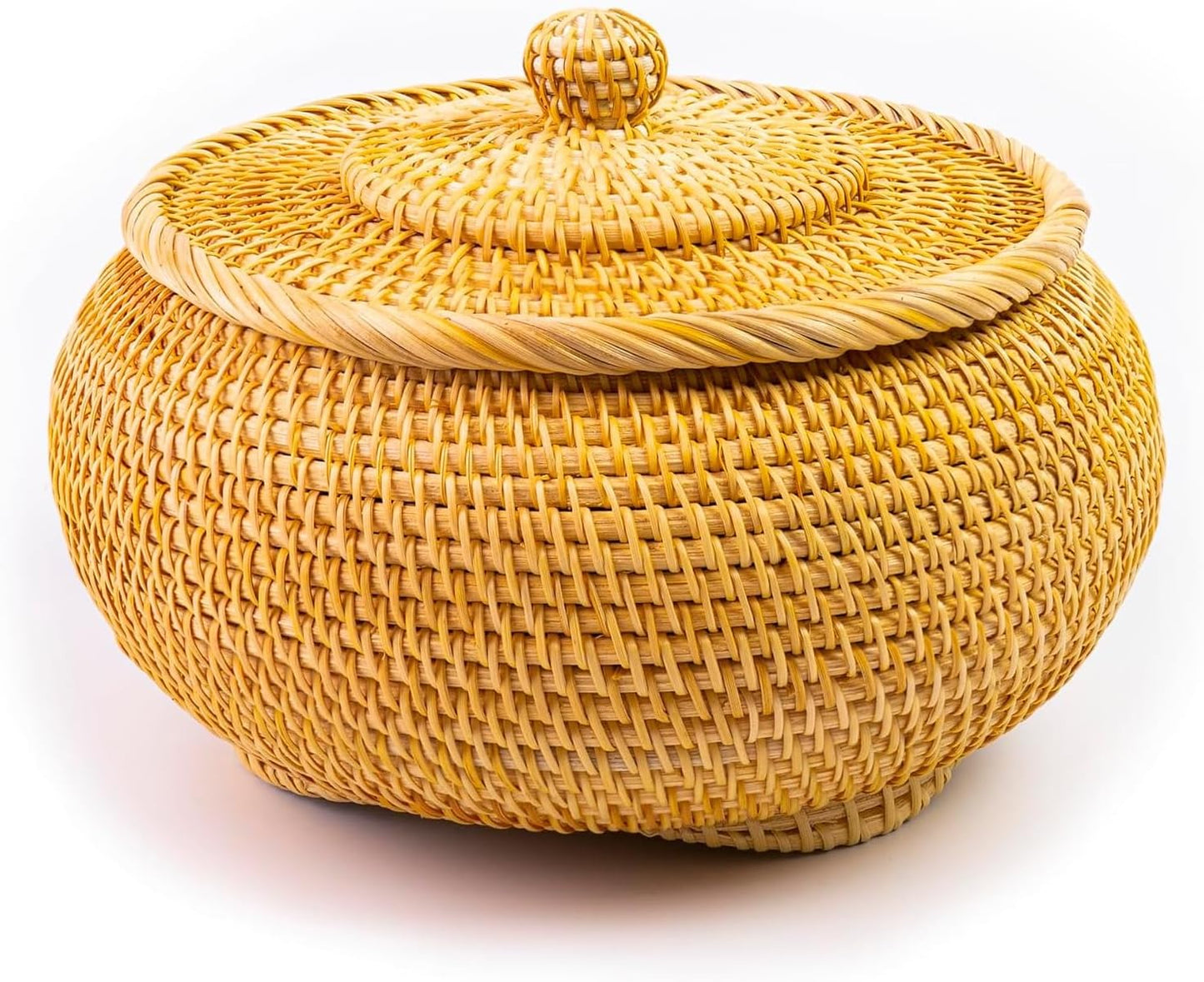 Handwoven Autumn Rattan Lidded Basket