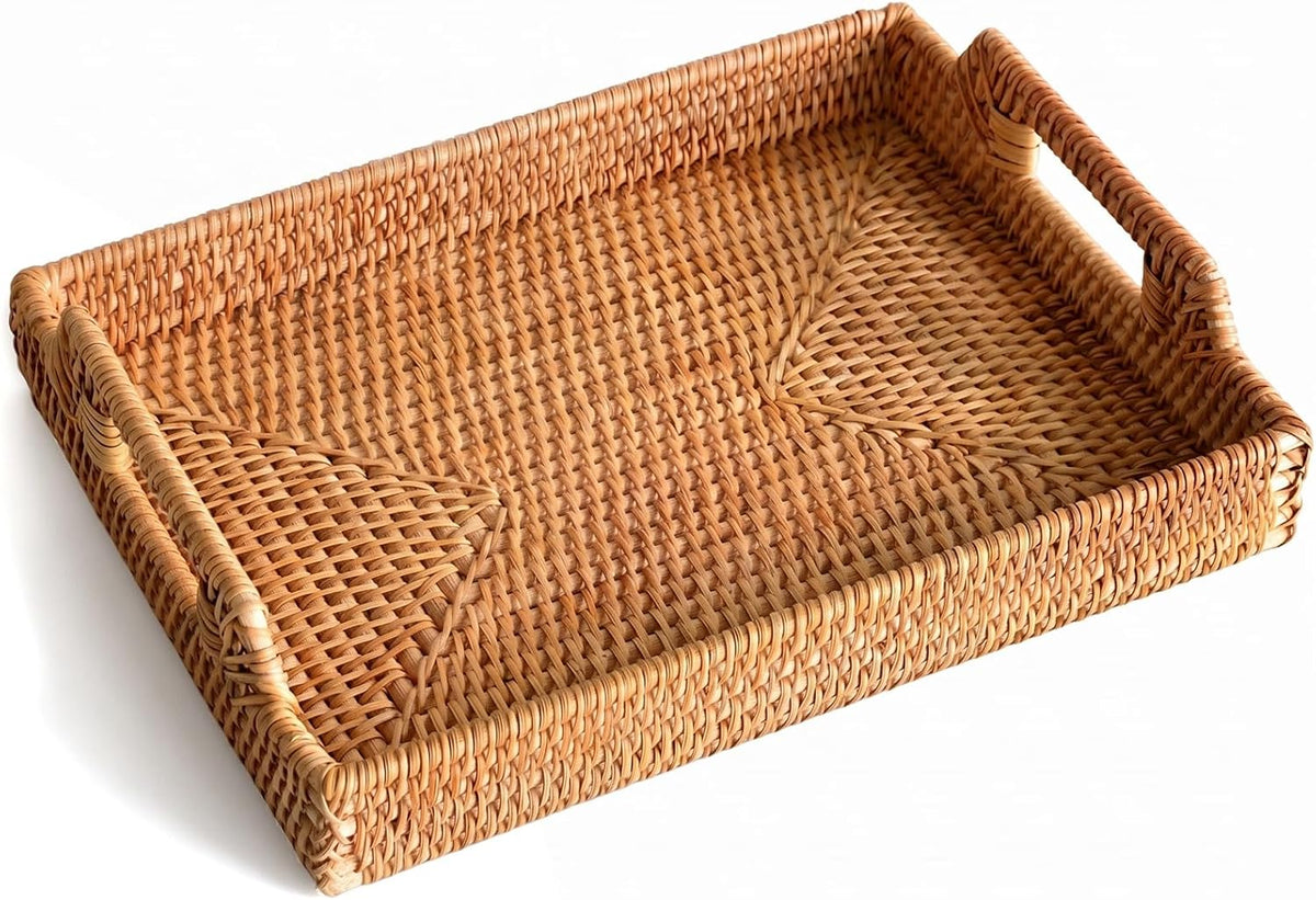 Handcrafted Natural Rattan Serving Tray