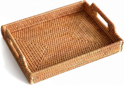 Handcrafted Natural Rattan Serving Tray
