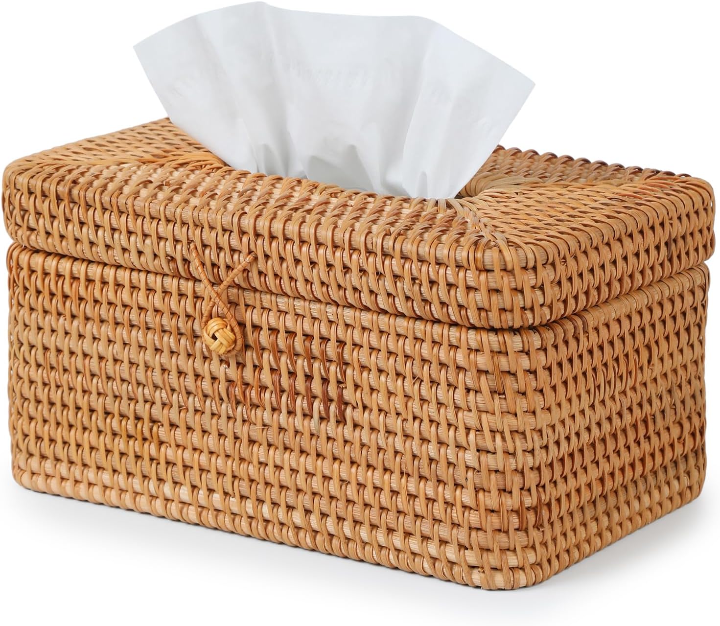 Hand-Woven Rattan Rectangular Tissue Cover
