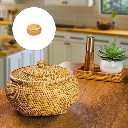 Handwoven Autumn Rattan Lidded Basket