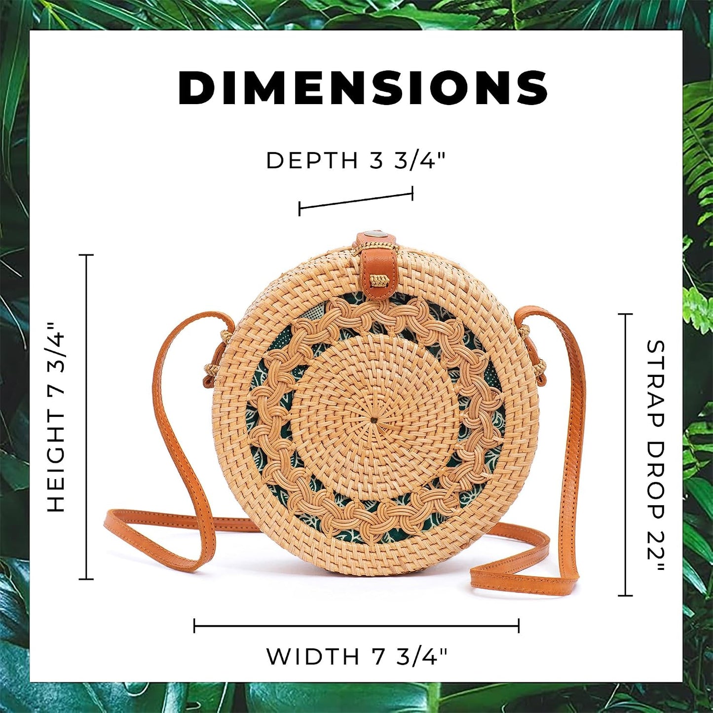 Handwoven Round Bali Rattan Crossbody