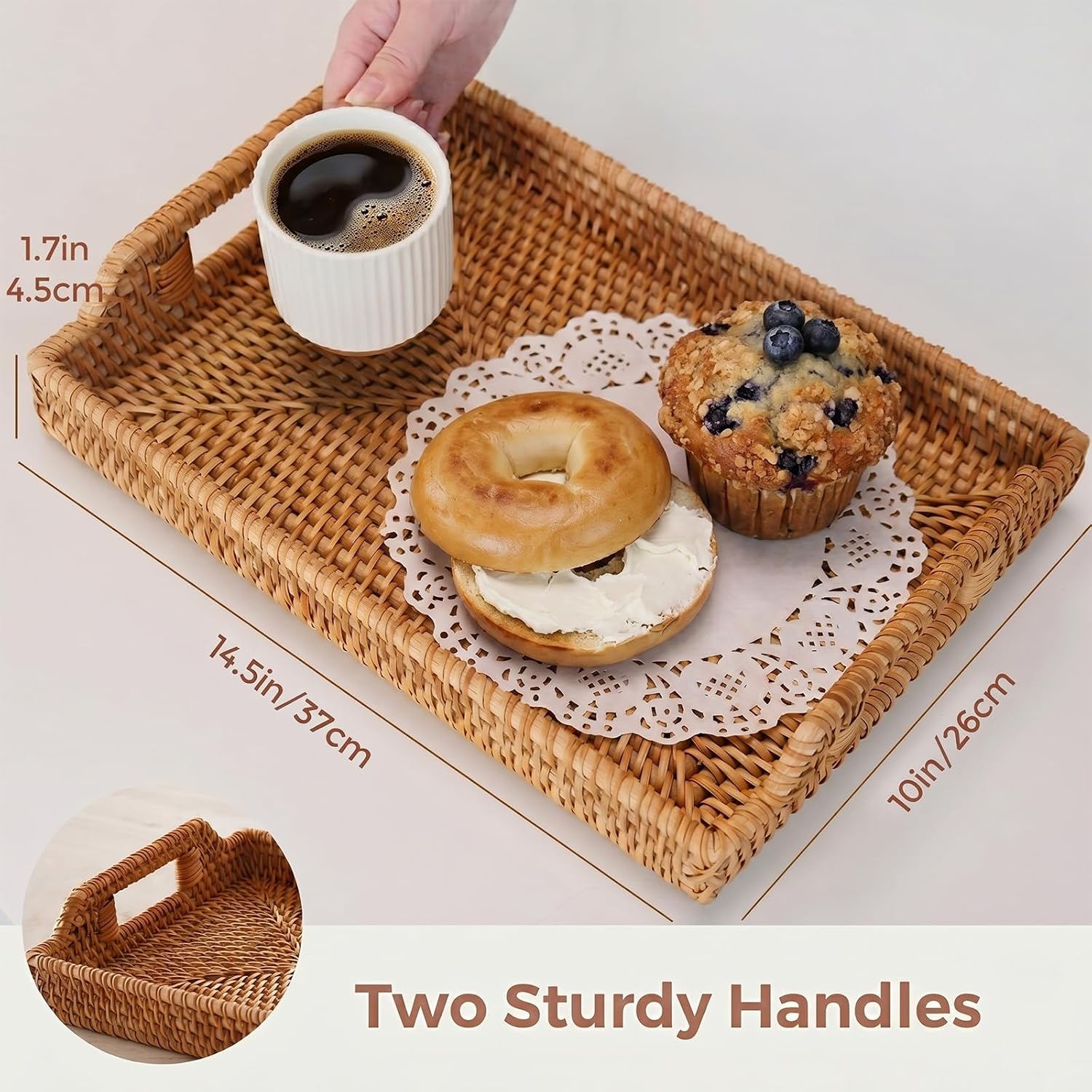 Handcrafted Natural Rattan Serving Tray