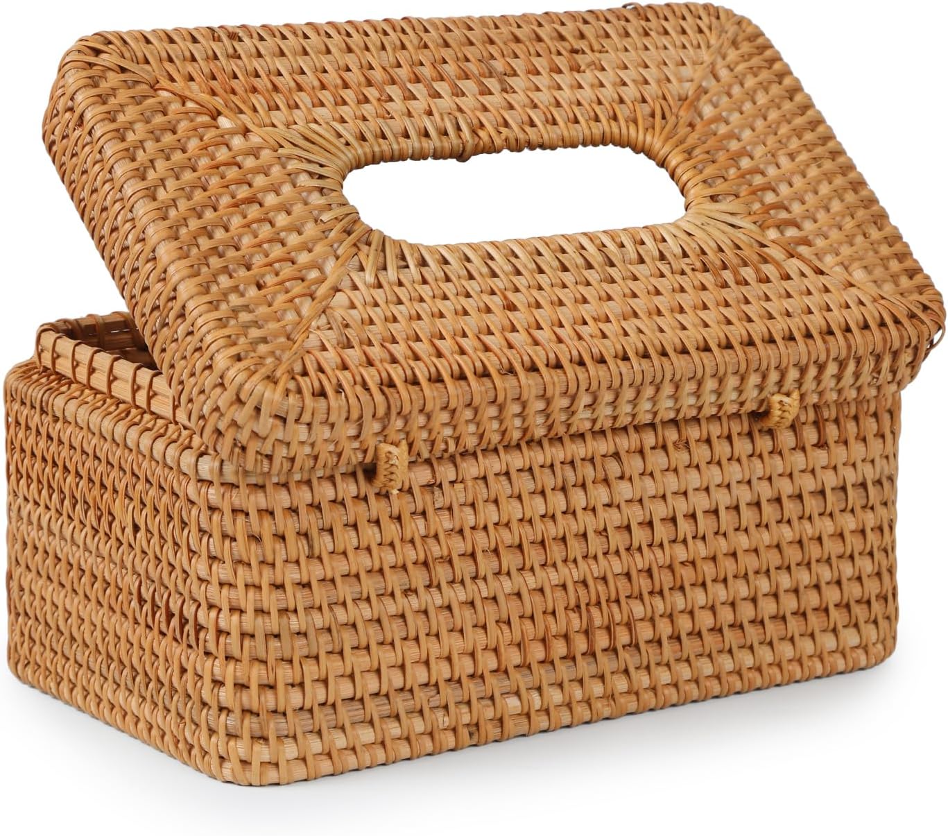 Hand-Woven Rattan Rectangular Tissue Cover