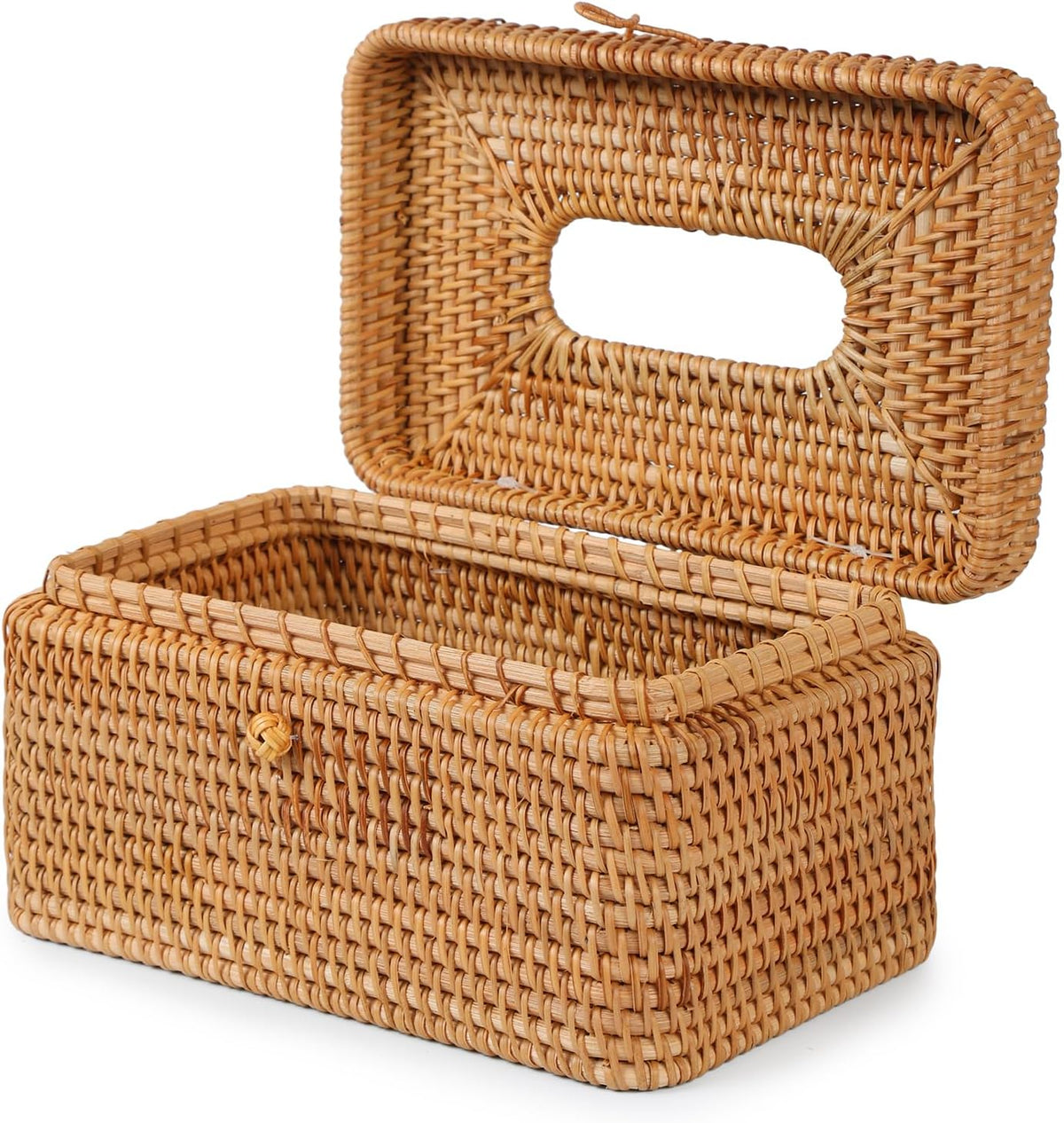 Hand-Woven Rattan Rectangular Tissue Cover